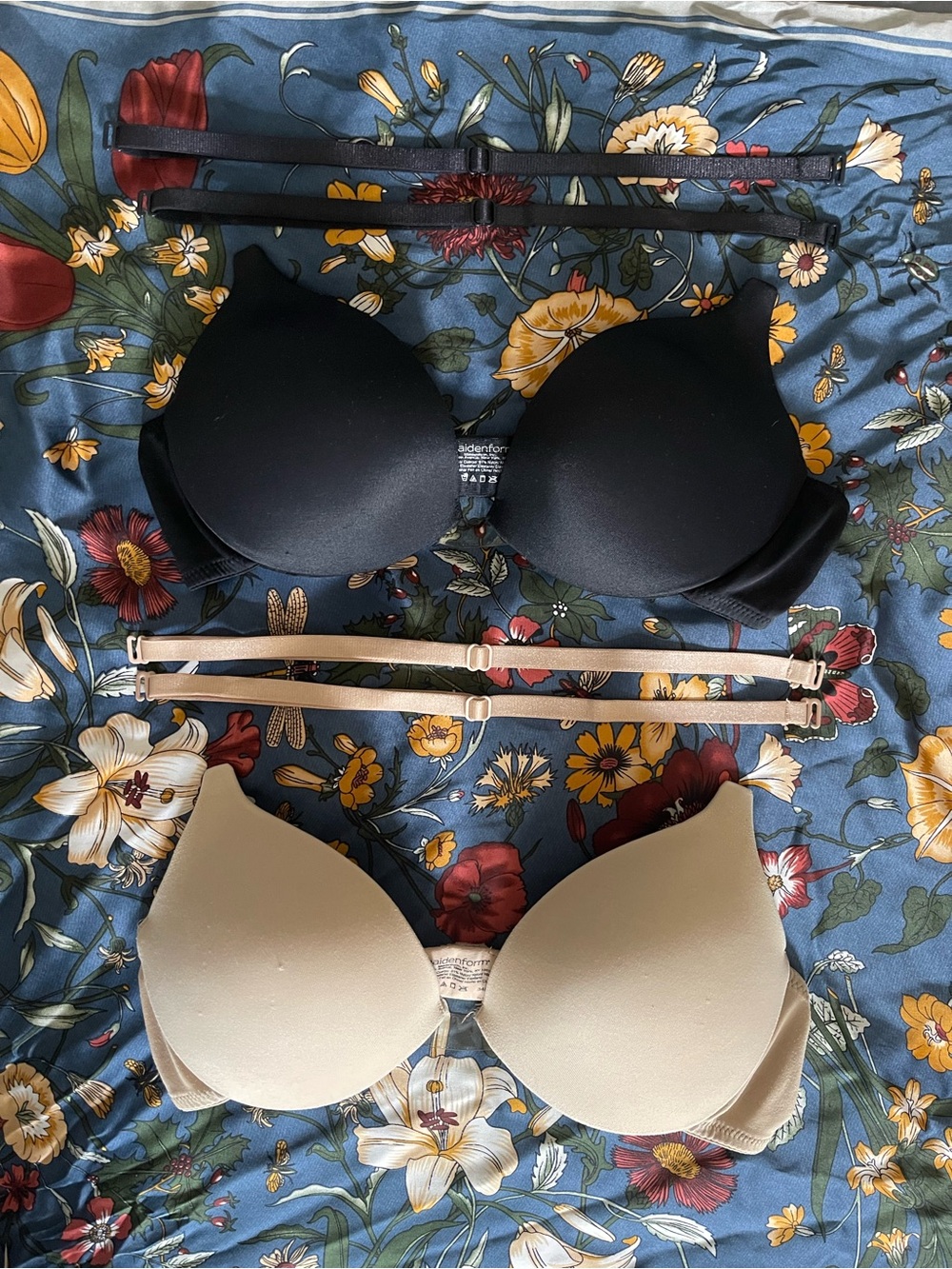 Maidenform Convertible Push-Up Bras — Black & Nude